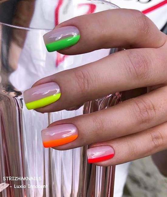 Medium length - neon manicure