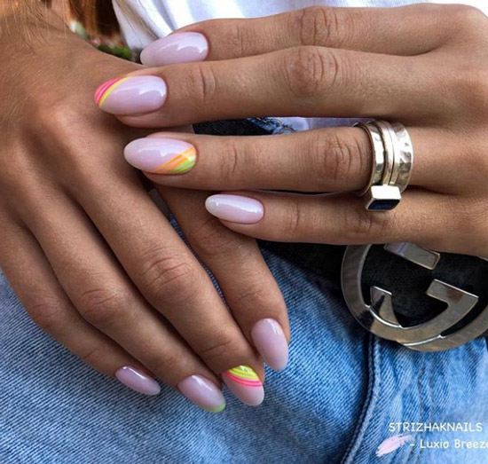 Neon manicure medium nails