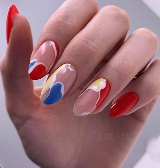 Bright manicure - medium length nails