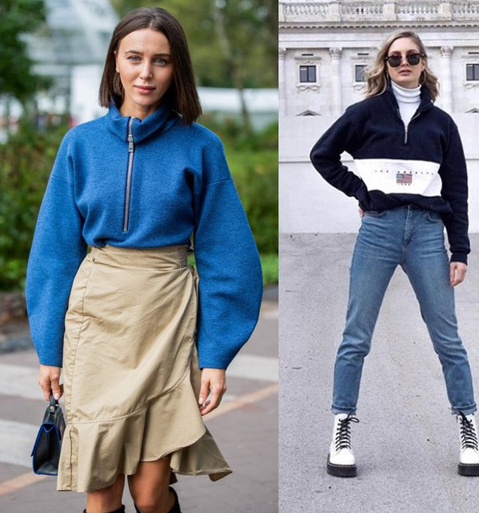 Pull tendance avec fermeture éclair