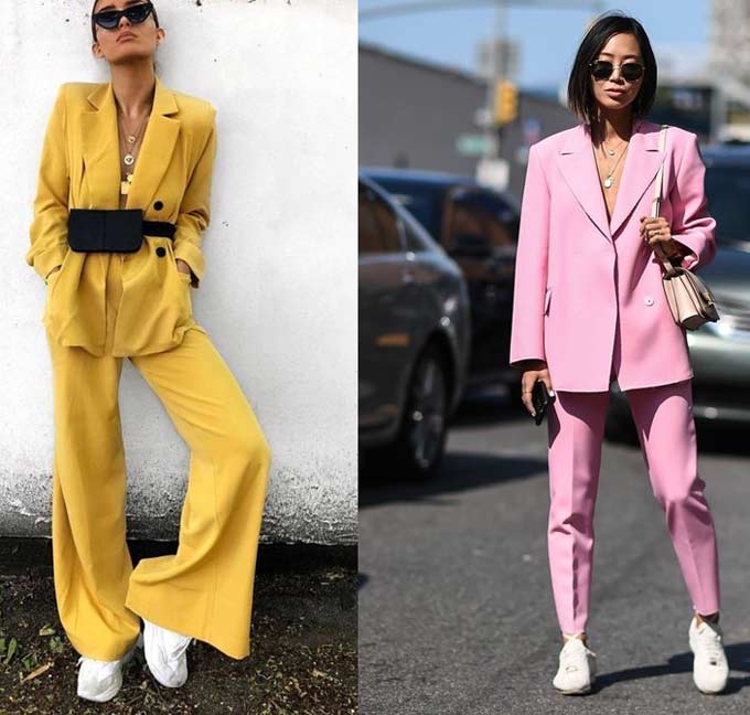 Tailleur pantalon jaune et rose 2019-2020