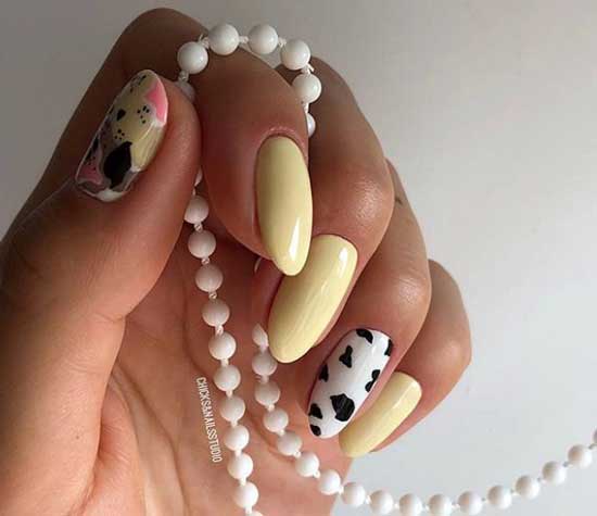 Manucure jaune et nail art