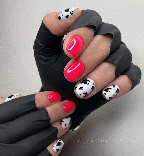 Cow print on nails