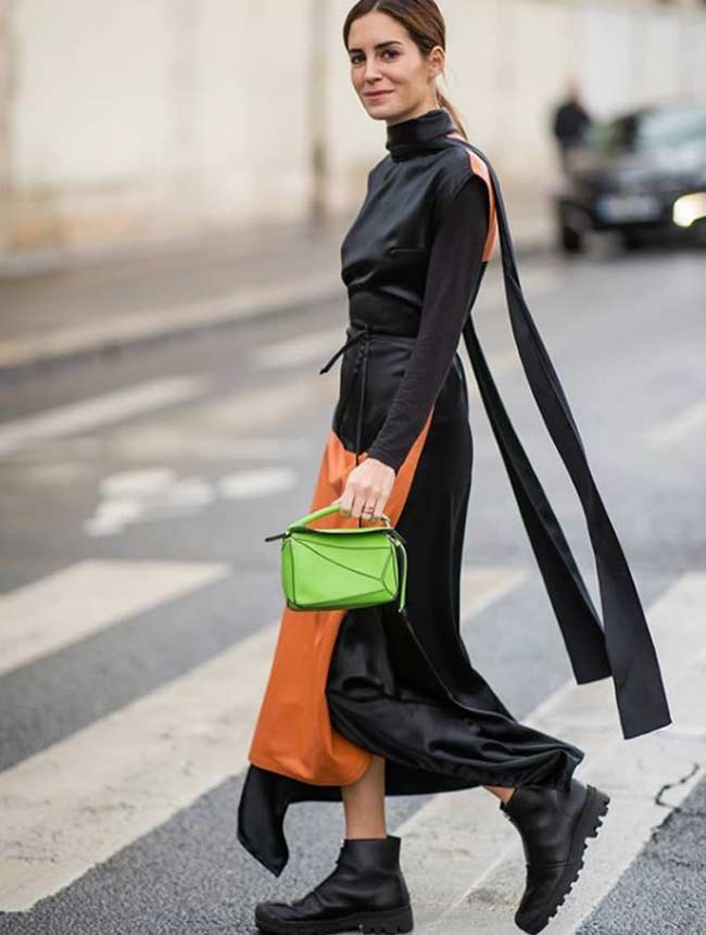 Silk Maxi Dress and Rough Boots