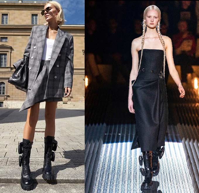 Looks de bottes lourdes Prada