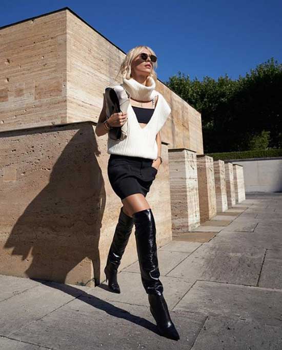 Knitted vest with mini skirt