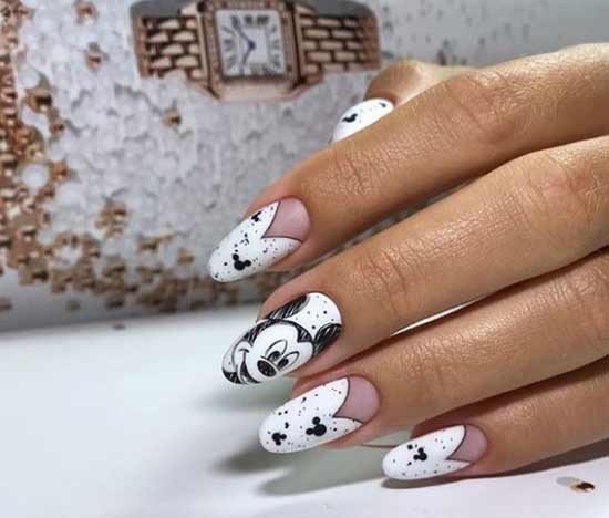 White design with cartoon characters