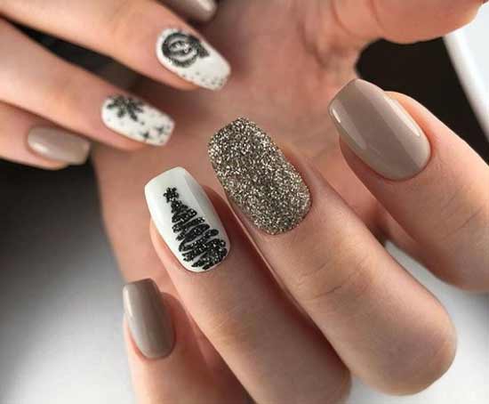 Manucure avec un accent sur l'ongle blanc