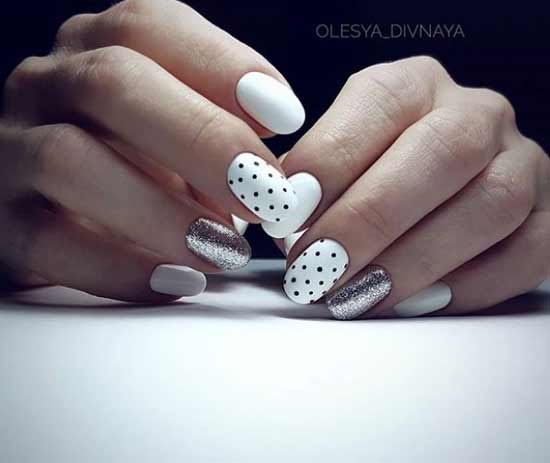 White with polka dot print