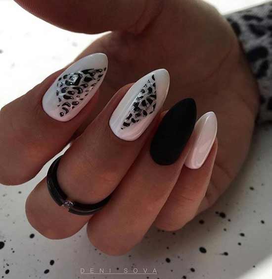 White and black festive manicure