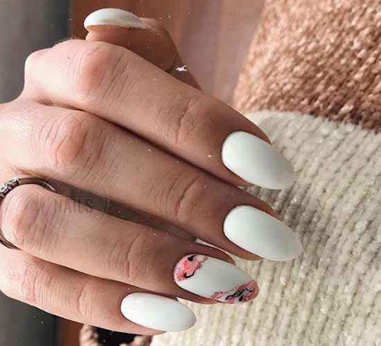 White color manicure with elements in the style of minimalism