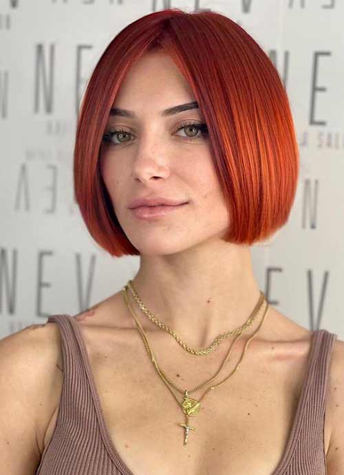 Fashionable haircut red hair