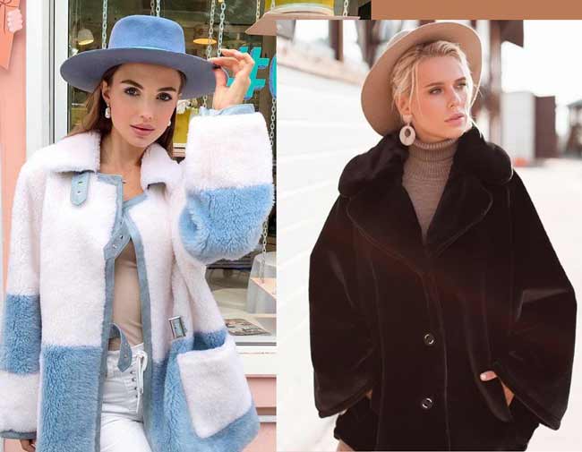 Chapeau avec un manteau de fourrure, images à la mode