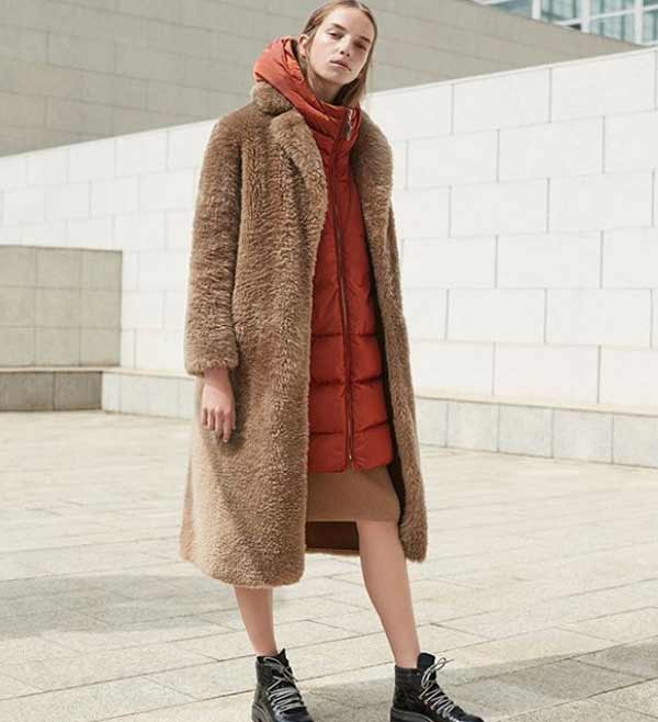 Fur coat with a hood