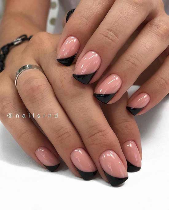 Black french manicure angle