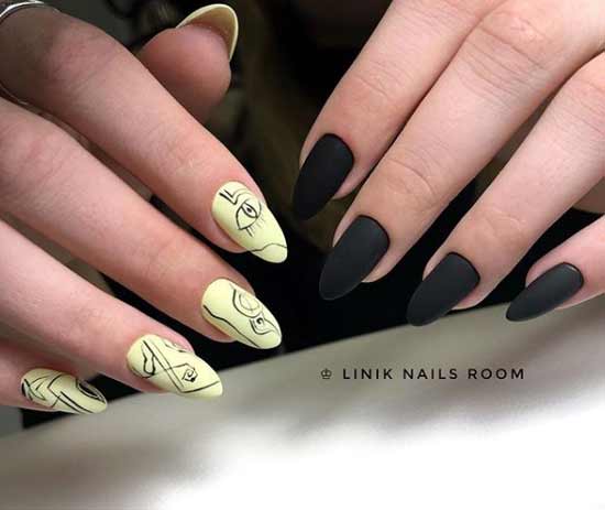 Black and yellow manicure