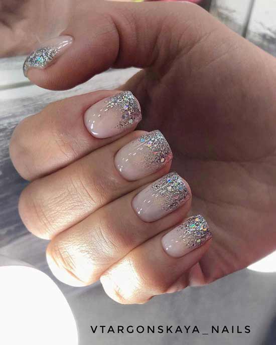 Beige glitter ombre