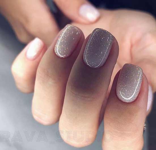 Nude with shimmer on short nails