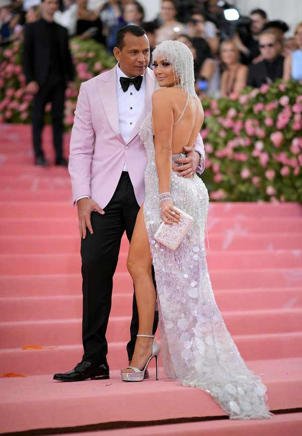 Jennifer in a white long dress at the Met Gala