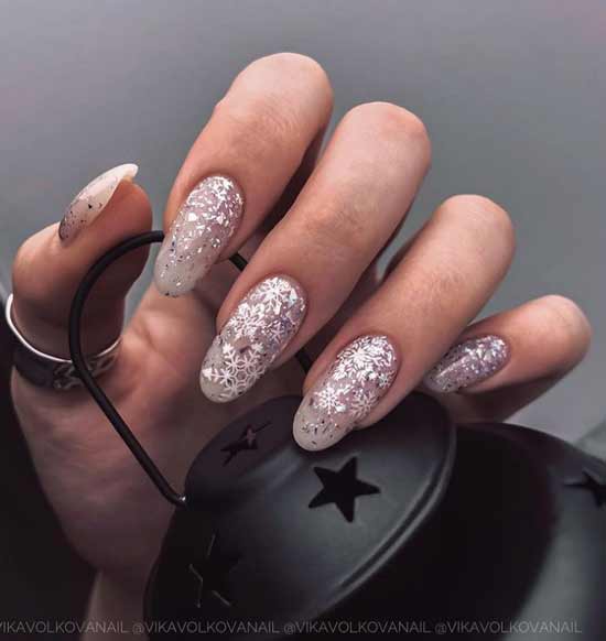 Silver in winter manicure