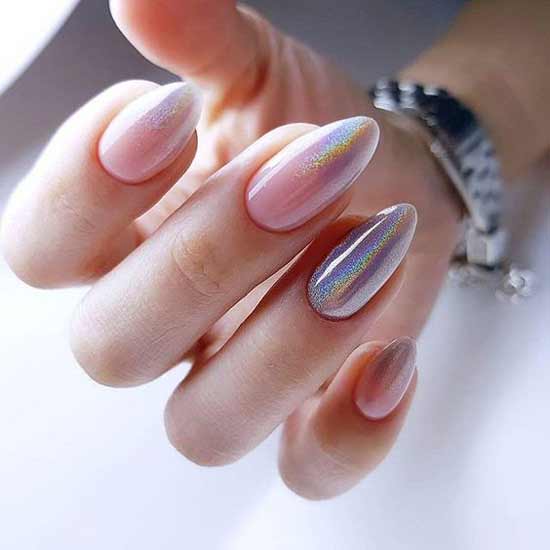 Manicure with holographic rub