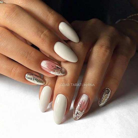 White and silver manicure