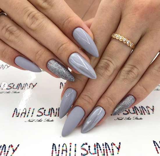 Gray manicure with silver