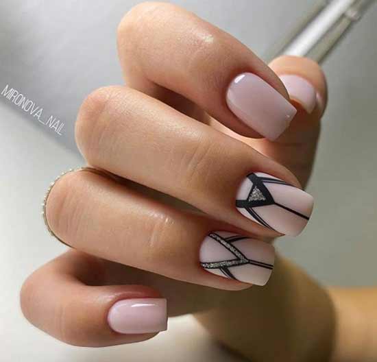 Geometric manicure in silvery tones