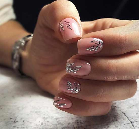 Silver-transparent manicure