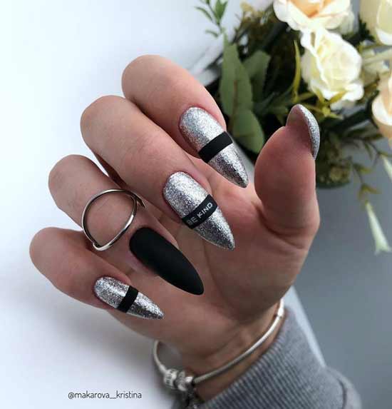 Silver Long Nails Design