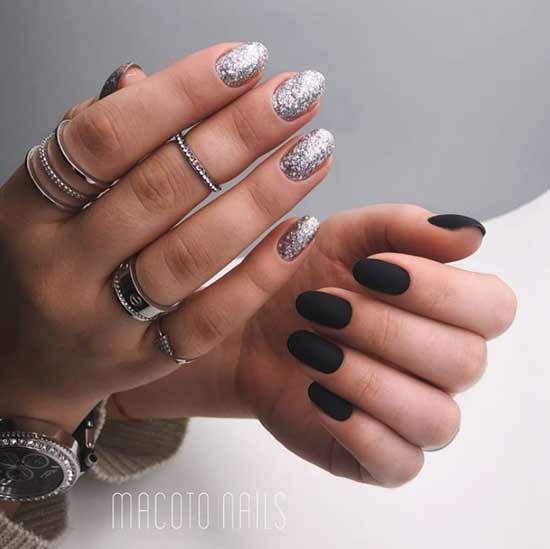 Matte with silver sequins