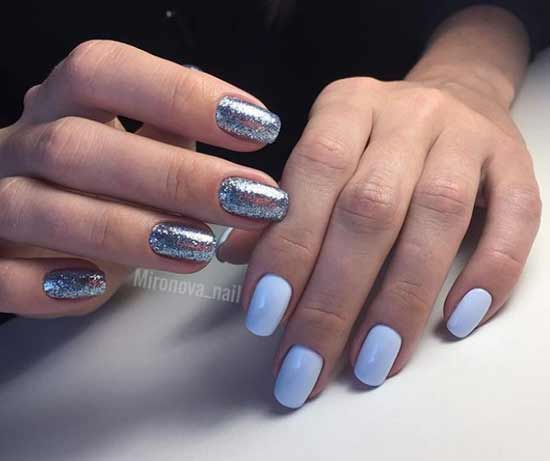 Asymmetric silver manicure