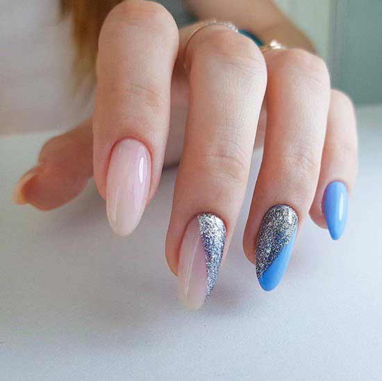 Silver blue manicure