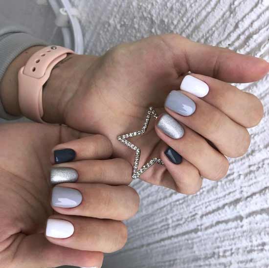 Silver manicure design