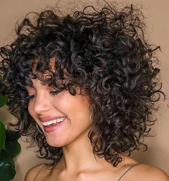 Shag on medium curly hair