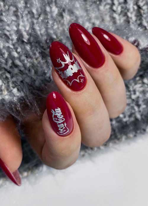 Burgundy with silver foil