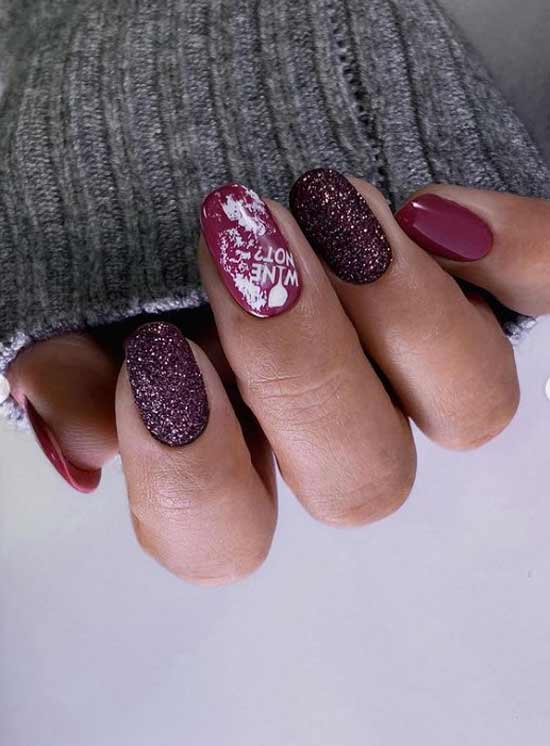 Burgundy festive manicure