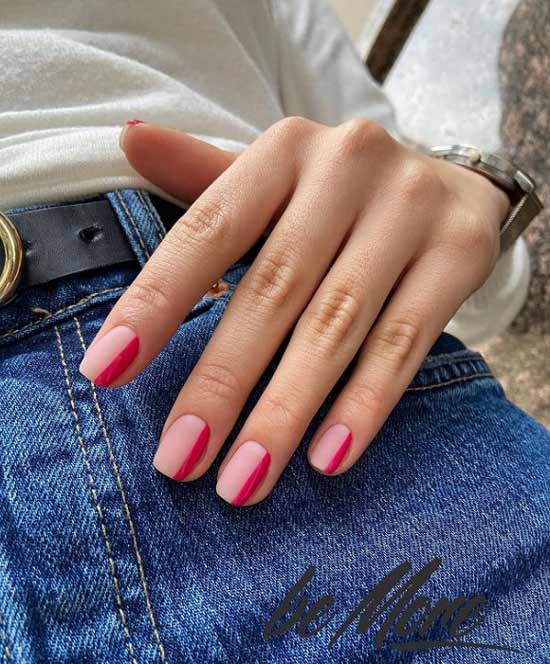 Burgundy pink manicure