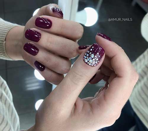 Burgundy and rhinestones