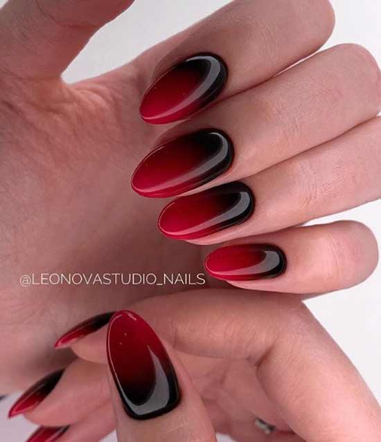 Burgundy-red gradient nail designs