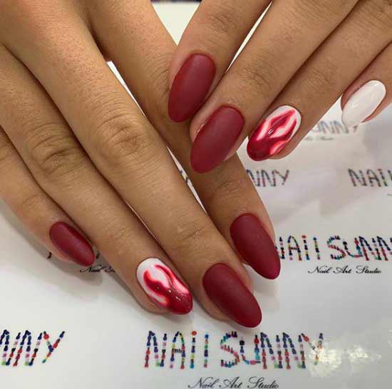 Burgundy manicure with design