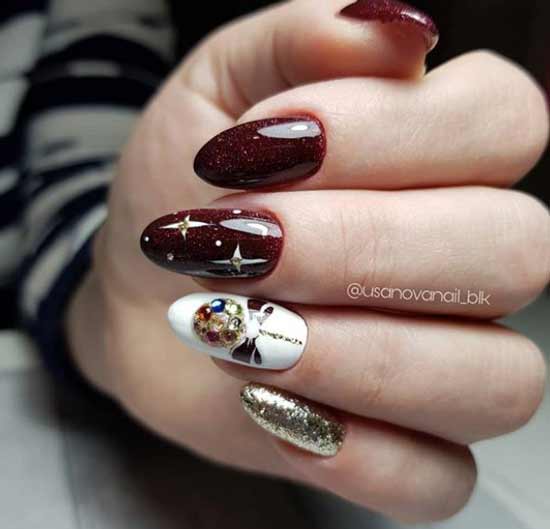 Burgundy New Year's manicure