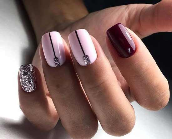 Burgundy pink manicure