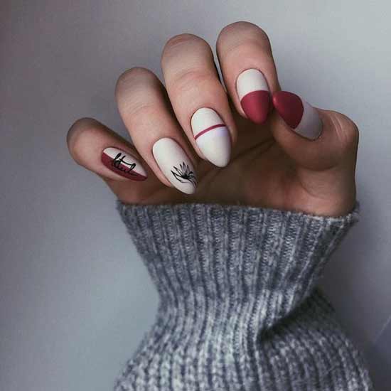 Manicure with burgundy varnish