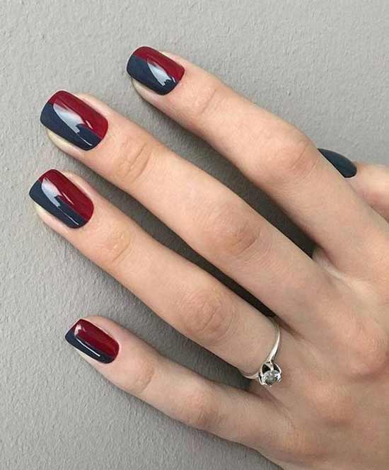 Two-tone manicure short nails