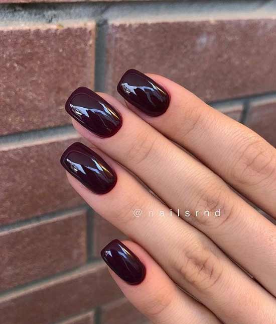 Burgundy manicure for medium length nails