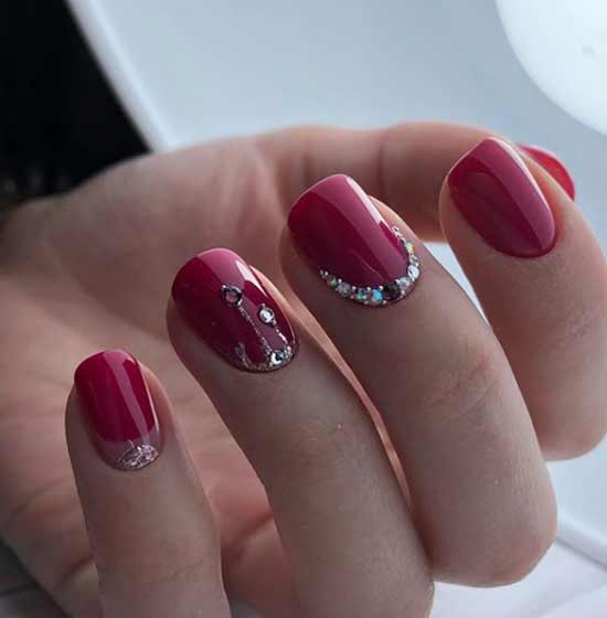 Burgundy red with rhinestones