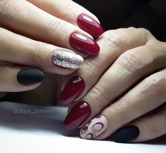 Burgundy manicure beautiful nail design