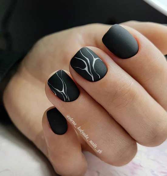 Minimalist matte black manicure short length