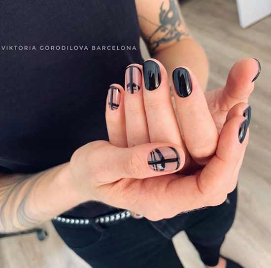 Black geometry on short nails